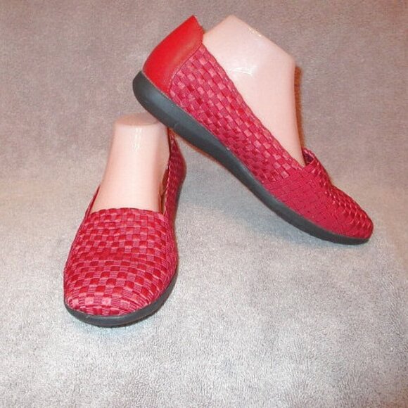 Comfortview The Bethany Slip On Flat Size 11W Red Comfort Padded Woven Loafer - Picture 1 of 11